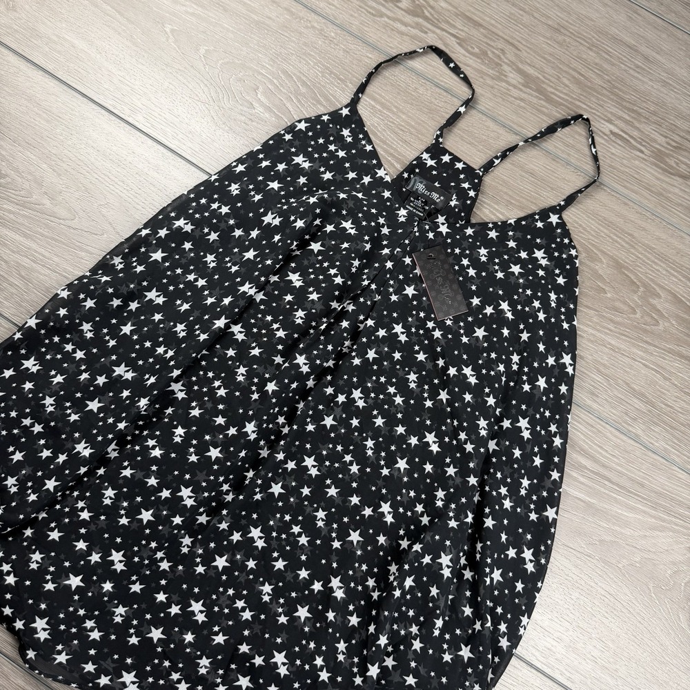 Miss Me Women's‎ Star Pattern Spaghetti Strap Camisole Top Black Size Large New